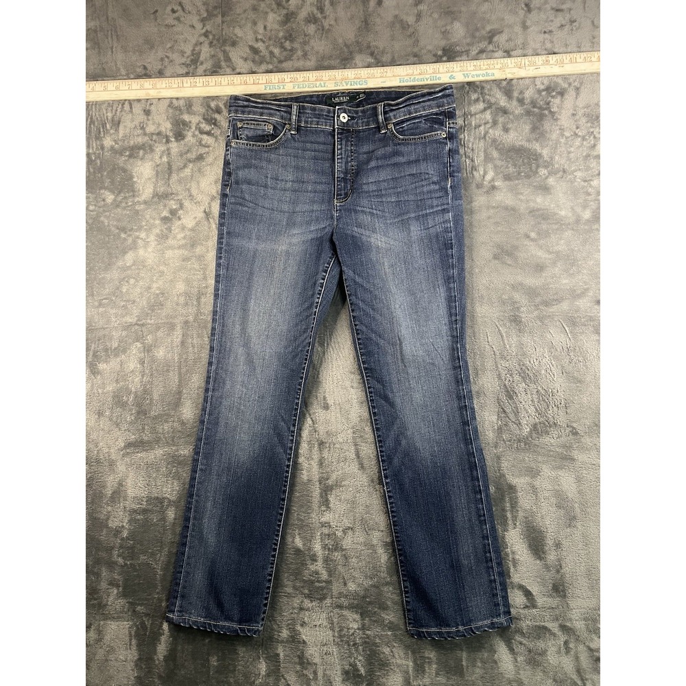 Lauren Ralph Lauren High Rise Straight Leg Jeans Women's Size 14 Medium Wash